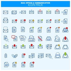 flat icons for web mail and mobile applications set