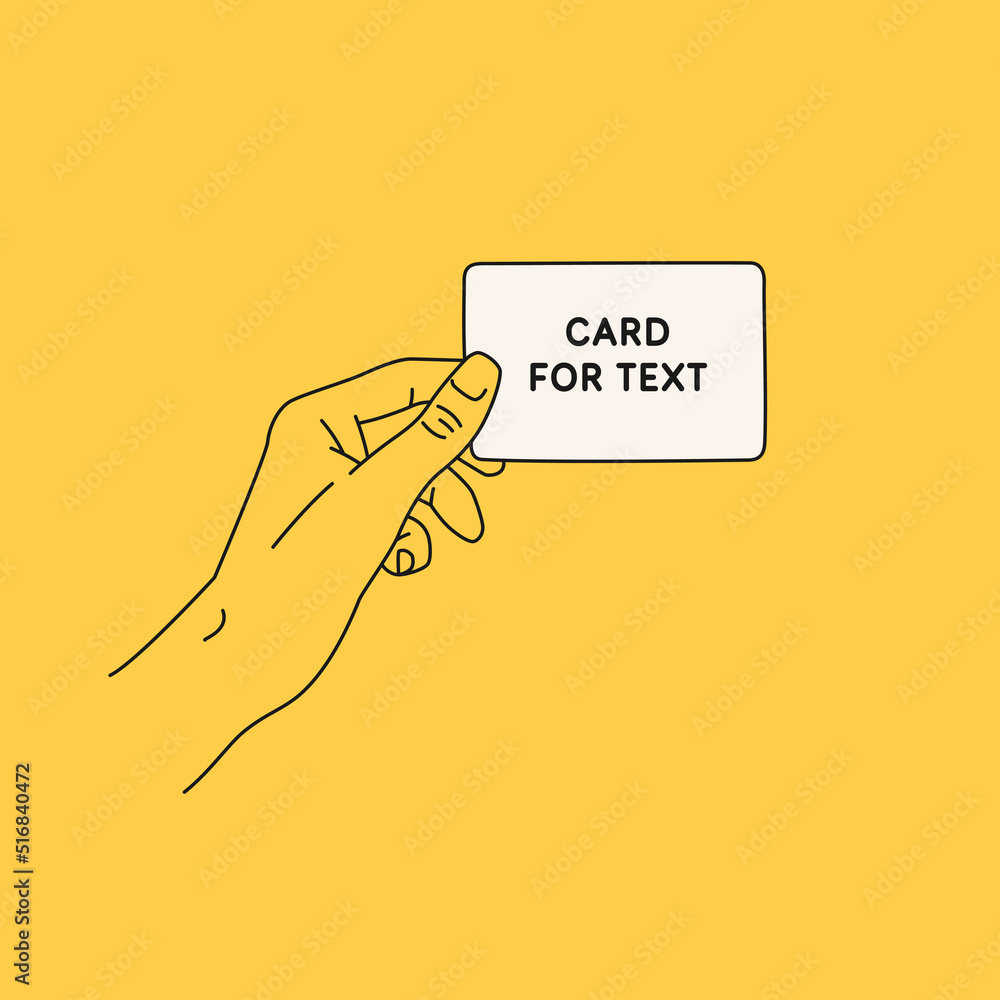 Poster trending vector graphics. a person s hands hold a rectangular shape. isolated objects on a yellow ba