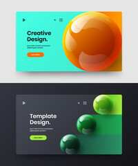 Original realistic spheres booklet concept composition. Amazing site screen design vector layout bundle.