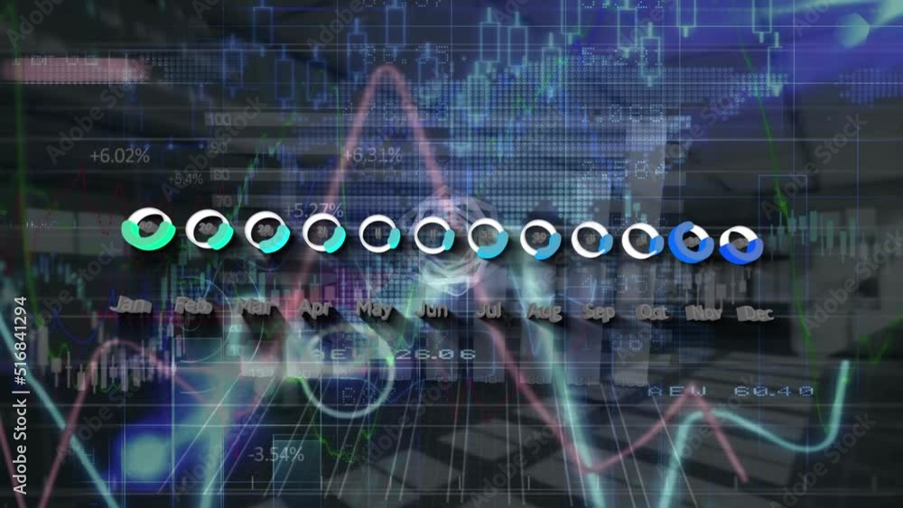 Poster animation of data processing over office