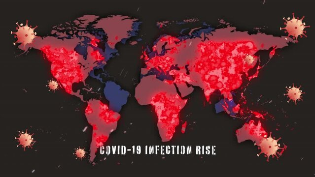 Animation of virus cells over world map