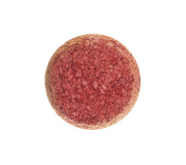 One wine bottle cork isolated on white, top view