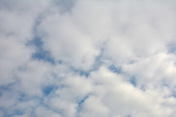Clouds in the blue sky .