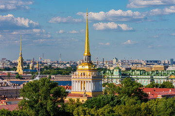 Fototapeta premium Saint Petersburg aerial cityscape from St. Isaac's cathedral top, Russia