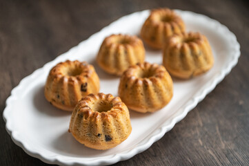 Homemade yummy cakes on beautiful plate