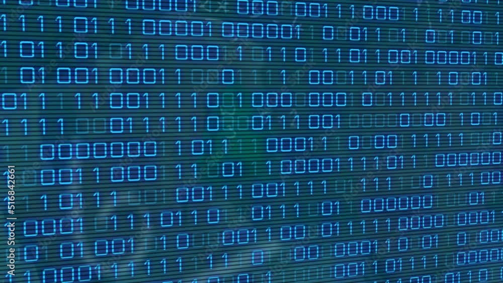Poster animation of data processing over blue background