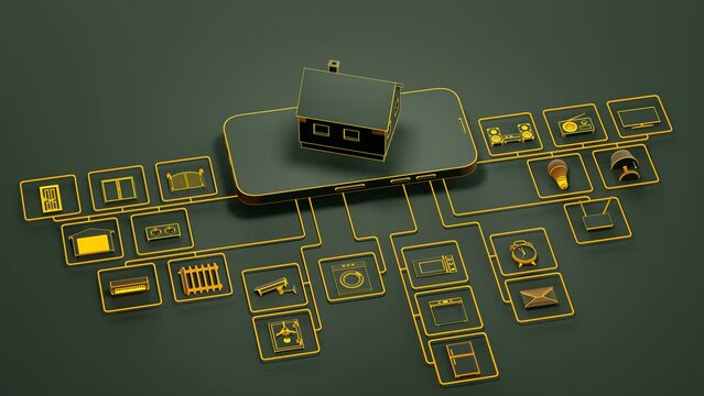 Smart Home IoT Concept with Smartphone and Connected House Devices