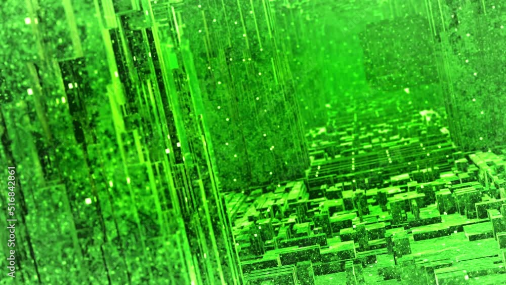 Poster green background . motion.a bright background in animation made of rectangular frames and moving for
