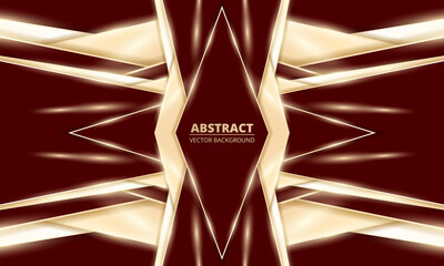 Vector luxury background with gold and red abstract design elements, elegant rhombus frame and light rays effects. Vector illustration