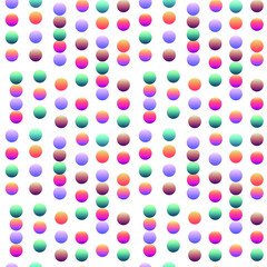 Colorful irregular dots seamless pattern. Red, blue, green, yellow, orange dots on white background. Abstract design template. Vector illustration. 