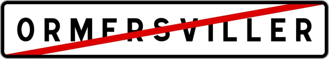 Obraz premium Panneau sortie ville agglomération Ormersviller / Town exit sign Ormersviller