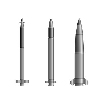 Set of rocket for MLRS. Missiles. Vector illustration military weapons.