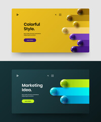 Unique presentation design vector layout composition. Geometric realistic spheres front page concept set.