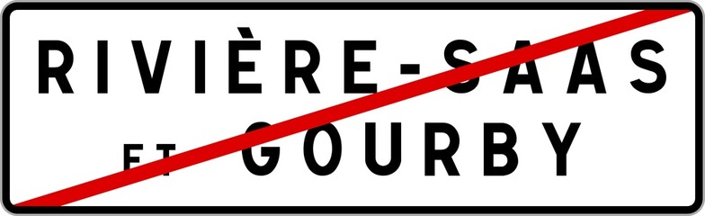 Panneau sortie ville agglomération Rivière-Saas-et-Gourby / Town exit sign Rivière-Saas-et-Gourby