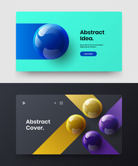 Trendy realistic balls corporate identity concept collection. Amazing cover vector design illustration set.