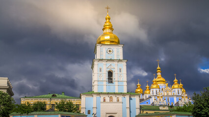 Fototapeta na wymiar St. Michael s Golden-Domed Monastery and dramatic sky, Kyiv - Ukraine
