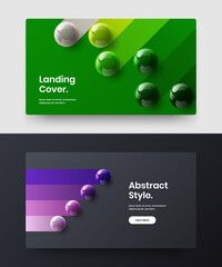 Minimalistic company identity design vector illustration set. Amazing 3D balls poster template collection.