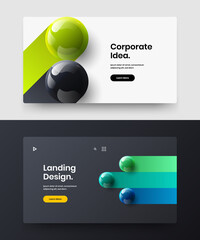 Unique realistic balls placard illustration collection. Creative journal cover design vector concept composition.