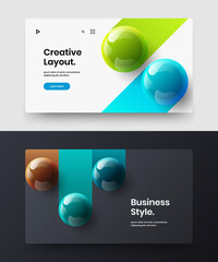 Simple corporate cover vector design template bundle. Isolated realistic spheres company identity concept set.