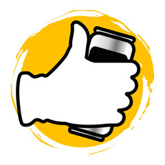 Beer can banner in hand. Design for craft brewing