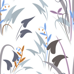 River plants on a white background. Seamless vector pattern.