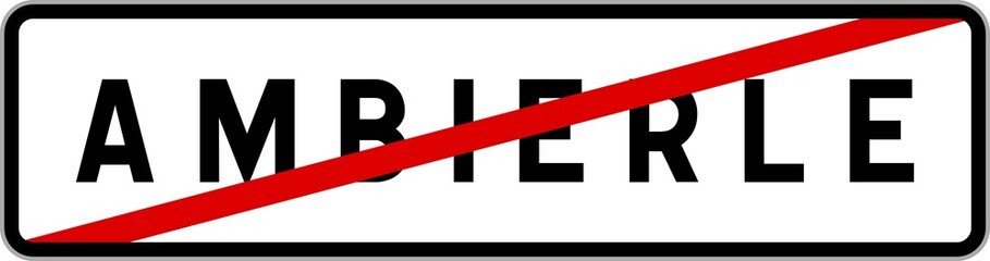 Panneau sortie ville agglomération Ambierle / Town exit sign Ambierle