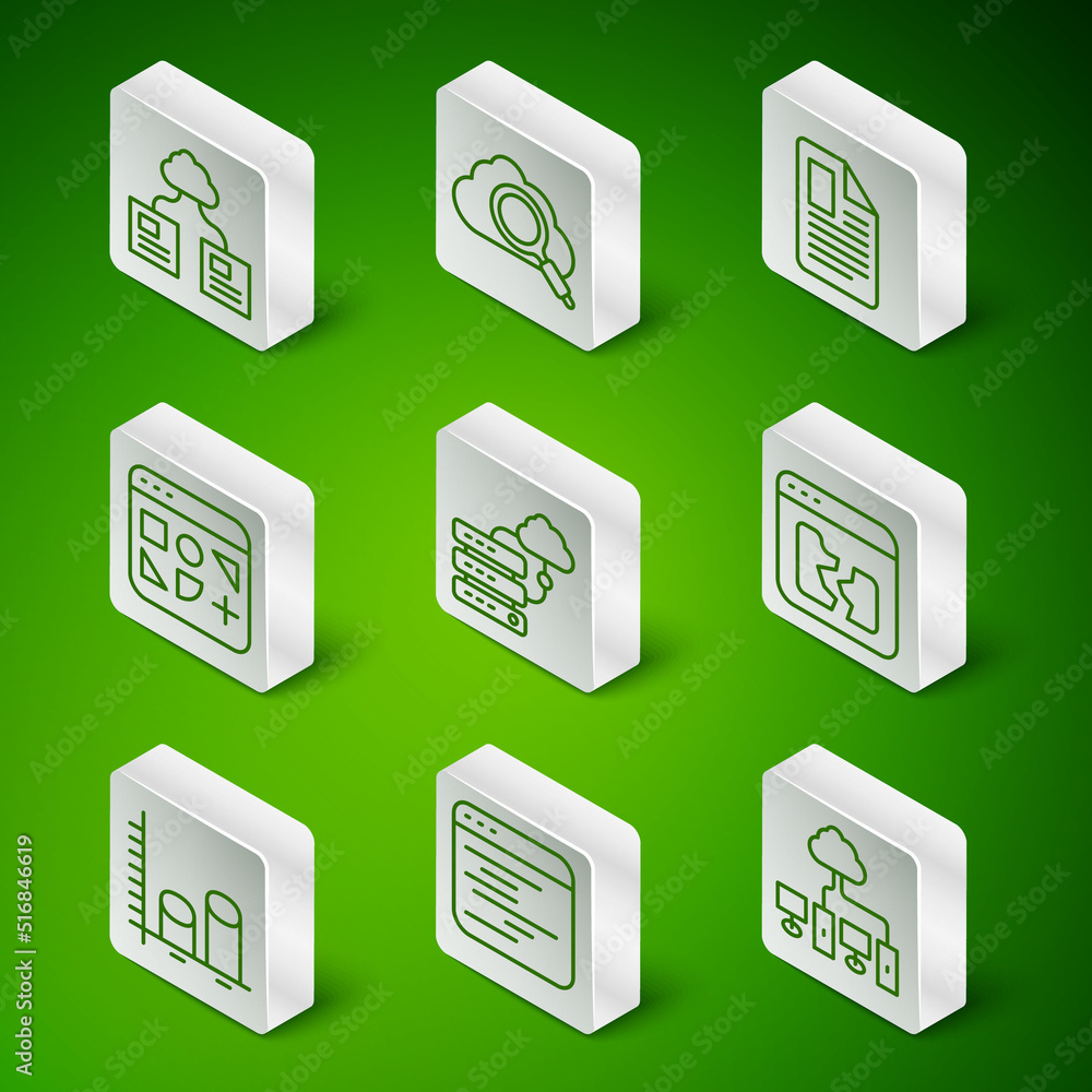 Aufkleber set line computer network, software, cloud technology data transfer, network cloud connection, diffe