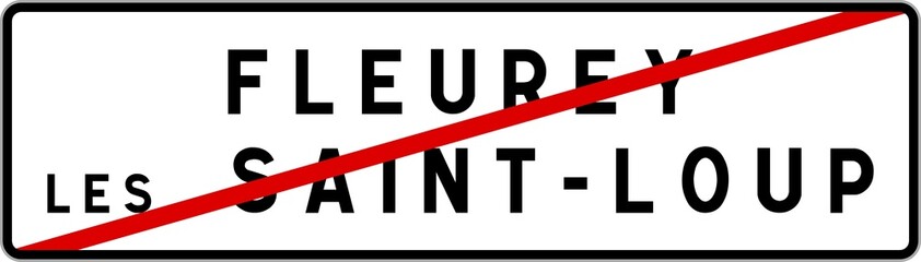 Panneau sortie ville agglomération Fleurey-lès-Saint-Loup / Town exit sign Fleurey-lès-Saint-Loup