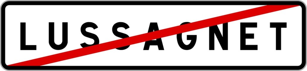 Panneau sortie ville agglomération Lussagnet / Town exit sign Lussagnet