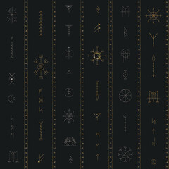 Viking seamless pattern with gold effect