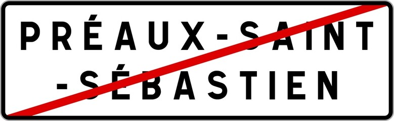 Panneau sortie ville agglomération Préaux-Saint-Sébastien / Town exit sign Préaux-Saint-Sébastien