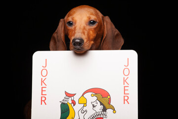 image of dog game card dark background
