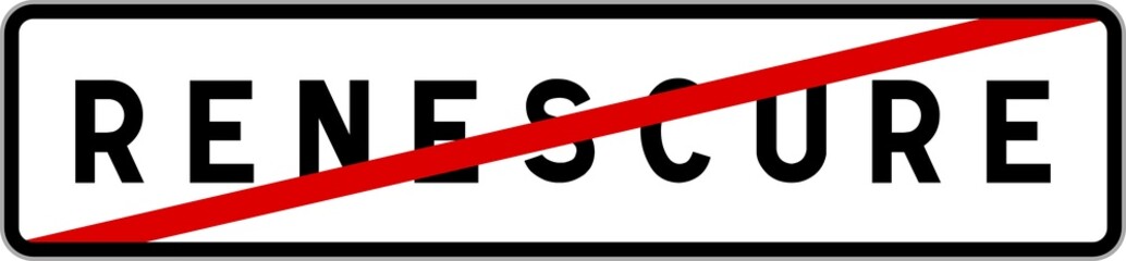 Fototapeta premium Panneau sortie ville agglomération Renescure / Town exit sign Renescure