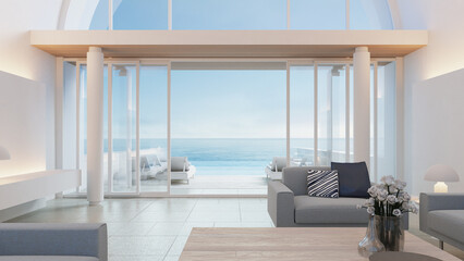Luxury villa house on the beach sea view interior modern design - 3D rendering
- 516847475