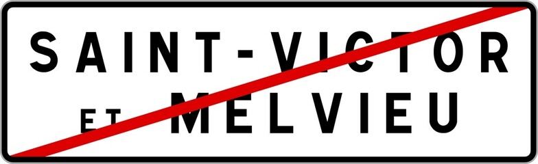 Panneau sortie ville agglomération Saint-Victor-et-Melvieu / Town exit sign Saint-Victor-et-Melvieu