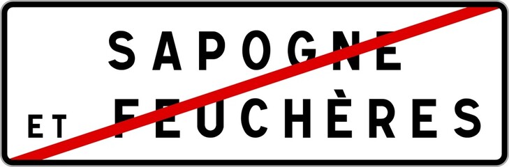 Panneau sortie ville agglomération Sapogne-et-Feuchères / Town exit sign Sapogne-et-Feuchères