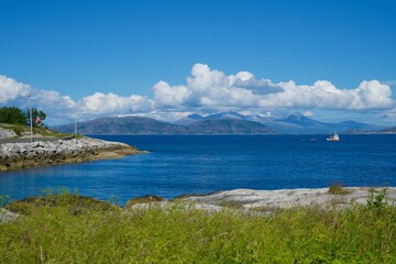 Relaxing view in the morning in the middle of nature in Norway, Bognes