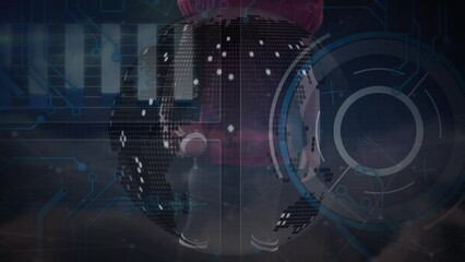 Animation of data on digital screen over caucasian male rugby player - Powered by Adobe