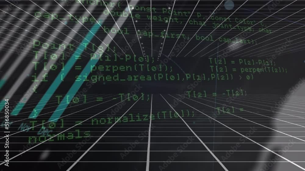Poster animation of data processing on black background