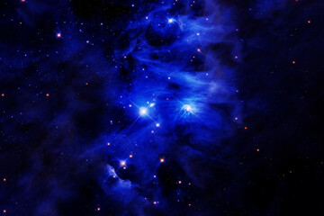 Blue, bright space nebula. Elements of this image furnished by NASA