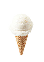 vanilla ice cream with cone isolated on white