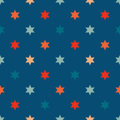 Christmas stars seamless pattern. Vintage retro pattern with stars. Vector illustration 