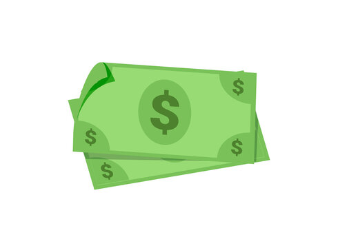dollar on a white background vector illustration design. Stack of dollars, dollar bill. Money paper isolated on white.