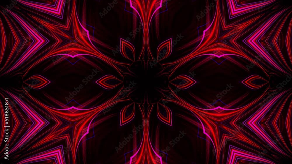 Aufkleber glow pattern with star symmetry. vj loop motion design kaleidoscope background. abstract bg motion g