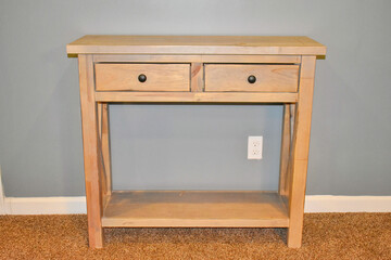 Wooden table in living room 