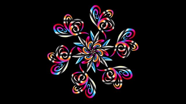 luxurious caleidoscope  colourful flowers line art pattern of indonesian culture traditional  batik  for intro opening ads commercial 
