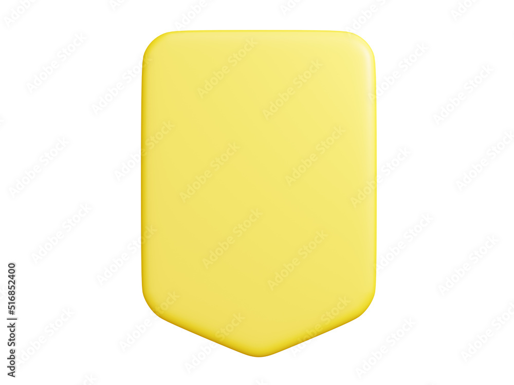 Poster banner plate 3d render - rectangular shaped yellow plaque with empty space for text for promotion an