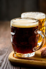 traditional mug of beer and snacks