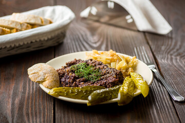 fried black pudding with additions and bread