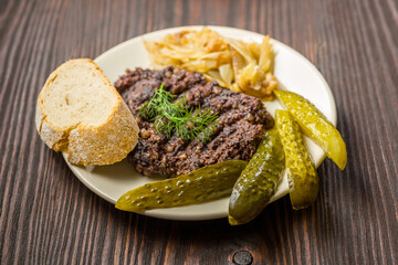 fried black pudding with additions and bread